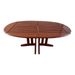 Table ovale à rallonge en bois bubinga verni triconfort avec ses 6 chaises Table ovale à rallonge en bois bubinga verni triconfort avec ses 6 chaises