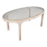 Table ovale en rotin et marqueterie de verre, italie, 1970s