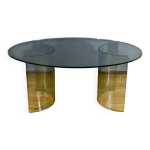Table ovale en verre, attribuée à la maison fiam, italie 1980 Table ovale en verre, attribuée à la maison fiam, italie 1980