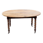 Table ovale à volets louis philippe xixéme bois massif chêne pied torsade Table ovale à volets louis philippe xixéme bois massif chêne pied torsade