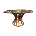 Table pied bambou & verre fum