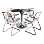Table pied tulipe & 4 chaises