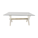 Table en plexi m�tal dor� et verre biseaut� 1970s