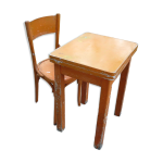 Table avec rallonges en bois et aluminium roc et 1 chaise des annes 50
