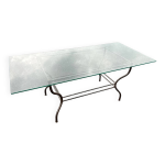 Table rectangulaire dessus verre translucide pietement metal vintage 1980 Table rectangulaire dessus verre translucide pietement metal vintage 1980