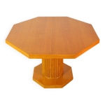 Table  repas octogonale avec rallonge bois et bambou 1980s