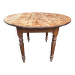 Table ronde ancienne de ferme, meuble vintage modulable