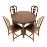 Table ronde avec chaises de style art déco, pologne, années 40. Table ronde avec chaises de style art déco, pologne, années 40.