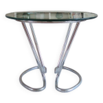 Table ronde chrome et verre space age 80's