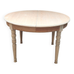 Table ronde avec deux allonges merisier brut