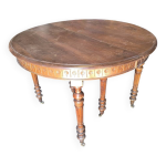 Table ronde extensible style louis philippe 6 pieds sur roulettes