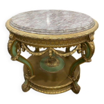 Table ronde en htre dor et marbre gris style louis xv
