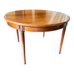 Table ronde louis xvi en bois massif extensible � 210 cm 2 rallong