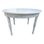 Table ronde merisier extensible  210 cm sans ses rallonges totalement relooke