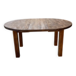 Table ronde en pin années 50 avec allonges Table ronde en pin années 50 avec allonges