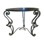 Table ronde avec plateau en verre Table ronde avec plateau en verre