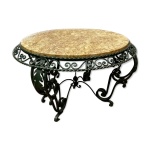 Table ronde de salon en fer forgé et marbre xx siècle Table ronde de salon en fer forgé et marbre xx siècle