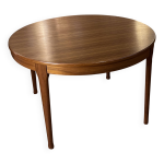 Table ronde en teck de style scandinave  deux rallonges indpendantes