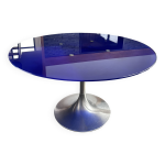 Table ronde verre ( 2 plateaux : bleu 130cm et transparent 120cm ) Table ronde verre ( 2 plateaux : bleu 130cm et transparent 120cm )