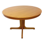 Table ronde vintage annes 60 70 en orme blond avec rallonge intgre