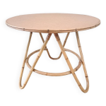Table ronde vintage en bambou et rotin