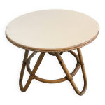 Table ronde vintage en rotin / osier