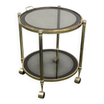 Table roulante, desserte vintage laiton et verre fum annes 1960