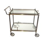 Table roulante en laiton argent  plateaux amovibles