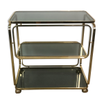 Table roulante en métal doré design italien 80 Table roulante en métal doré design italien 80