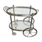 Table roulante ovale en laiton argent de la maison bagus