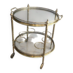 Table roulante ronde en laiton attribu�e � la maison jansen