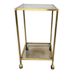Table roulante vintage en laiton et verre fum�