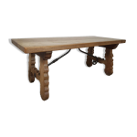 Table rustique en ch�ne massif et fer forg� , circa 1950
