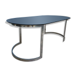 Table de salle à manger en chrome et verre fumé par milo baughman, 197 Table de salle à manger en chrome et verre fumé par milo baughman, 197