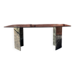 Table salle  manger design marbre et verre roche bobois circa 1970