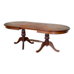 Table de salle à manger extensible style empire en bois exotique massif et placage d'acajou Table de salle à manger extensible style empire en bois exotique massif et placage d'acajou