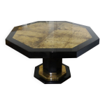 Table de salle à manger de forme hexagonale laquée noire Table de salle à manger de forme hexagonale laquée noire