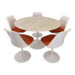 Table de salle  manger knoll en marbre avec 5 chaises par eero saarinen, 1960s