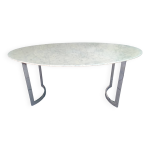 Table de salle a manger marbre carrare chrome vintage italy année 70 style Table de salle a manger marbre carrare chrome vintage italy année 70 style
