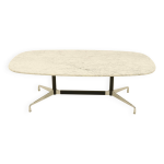 Table de salle  manger ovale segmente eames en marbre blanc et acier inoxydable