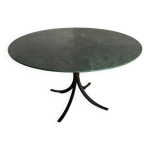 Table de salle  manger ronde marbre vert & fer forg