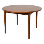 Table de salle  manger ronde mid - century en teck par nils jonsson pour hugo troeds, sude