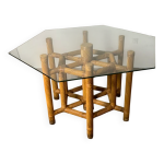 Table de salle  manger dans le style john mac guire, vers 1980