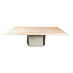 Table de salle � manger en travertin et laiton. travail fran�ais. vers 1970
