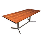 Table de salle  manger vintage chrome en merisier massif de style industriel