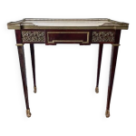 Table de salon , bureau style louis xvi en bois, marbre et laiton Table de salon , bureau style louis xvi en bois, marbre et laiton
