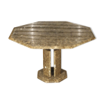 Table de salon post - moderniste octogonale en marble perlé quartz massif vert, italie 1970s Table de salon post - moderniste octogonale en marble perlé quartz massif vert, italie 1970s