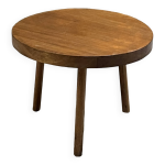 Table de salon ronde vintage, plateau et pieds en bois Table de salon ronde vintage, plateau et pieds en bois