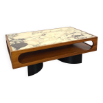 Table de salon en teck avec lame en marmeren groot