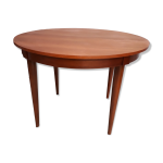 Table scandinave 1970 plaquage teck ronde 110cm avec sa ralonge papillon 1, 55cm
